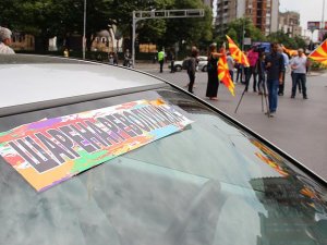 Makedonya'da eylemciler başkentte bazı sokakları kapattı