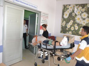 Tırpanla bacağını kesen çiftçi yaralandı