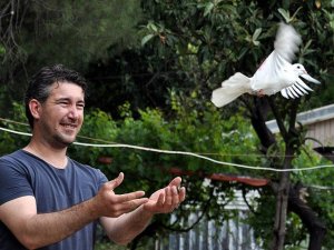 Eşiyle 'posta güvercini' aracılığıyla haberleşiyor