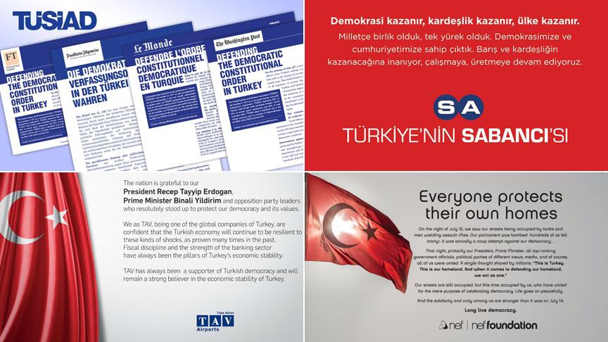 Türk şirketlerinden dünyaya 'demokrasi' ilanı