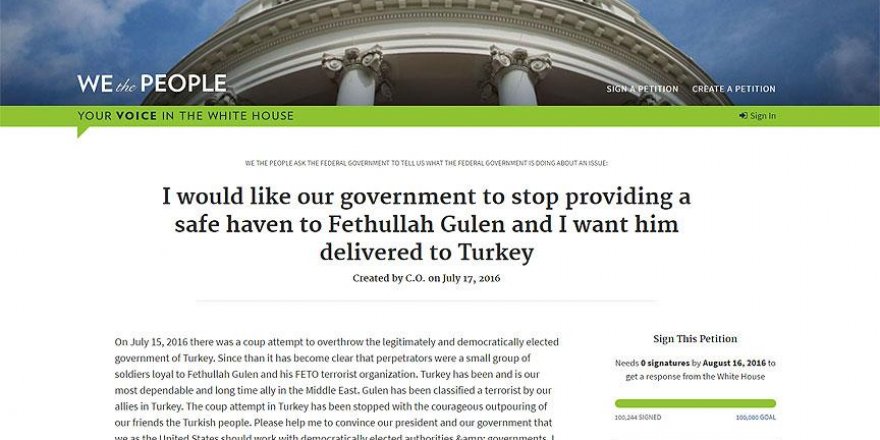Gülen'in iadesi kampanyasında 100 bin imza toplandı