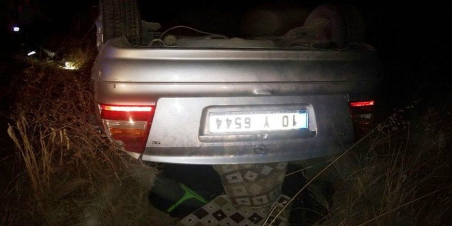 Eşeğe çarpan otomobil takla attı: 1 ölü, 1 yaralı