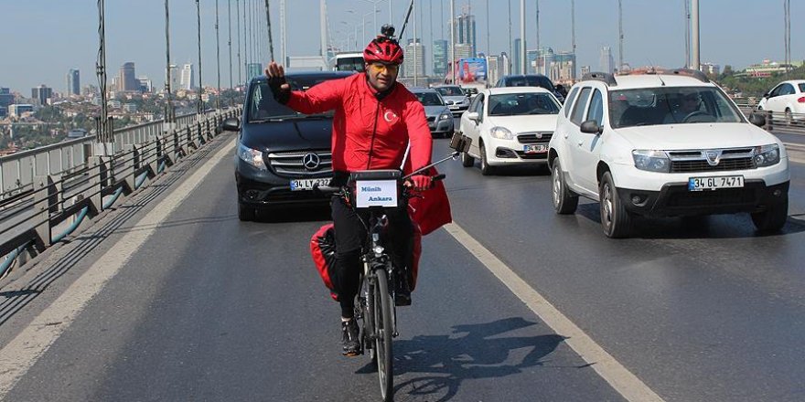 Darbeye karşı 2 bin 250 kilometre pedal çevirdi