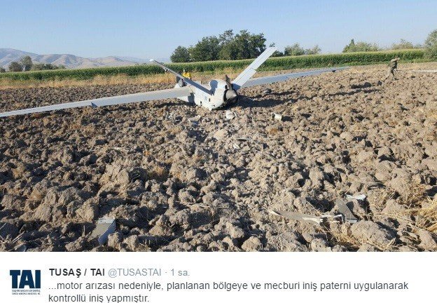 Motoru arızalanan İHA, Elazığ’da zorunlu iniş yaptı