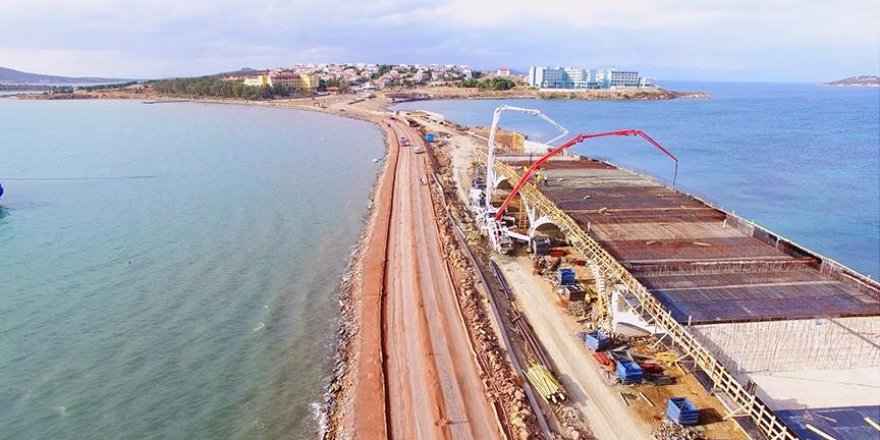 Cunda Köprüsü '350 fore kazık' üzerinde yükseliyor