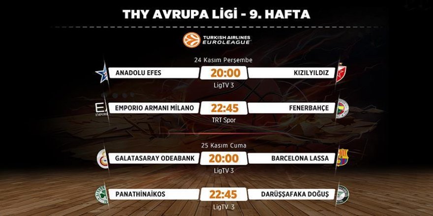 THY Avrupa Ligi'nde 9. hafta heyecanı