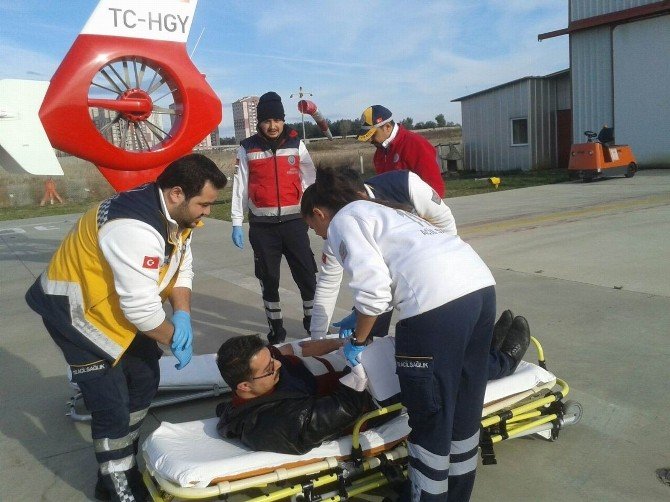 Kalp krizi geçiren vatandaşın yardımına ambulans helikopter yetişti