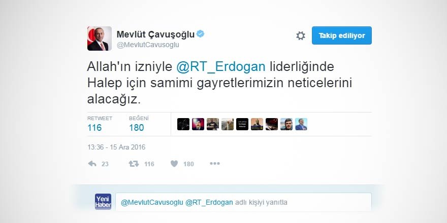 Çavuşoğlu'ndan 'Halep' açıklaması: Erdoğan liderliğinde netice alacağız