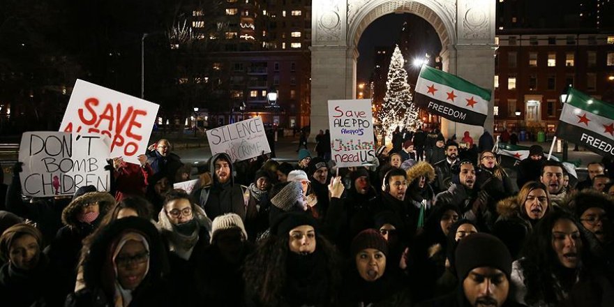 New York'ta Halep'le dayanışma eylemi