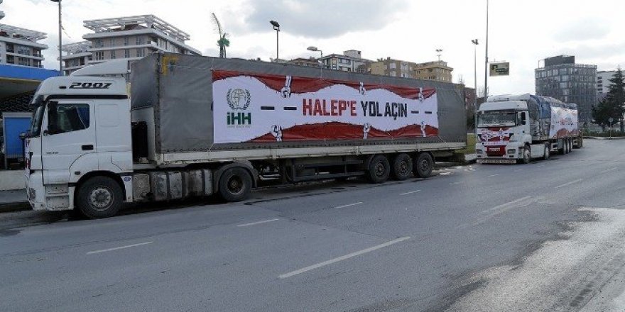 Halep’e Kağıthane’den, 20 tır yaşam malzemesi gönderildi