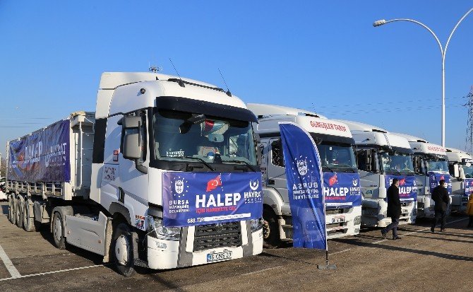 Bursa’dan Halep’e 20 TIR daha yardım gönderildi