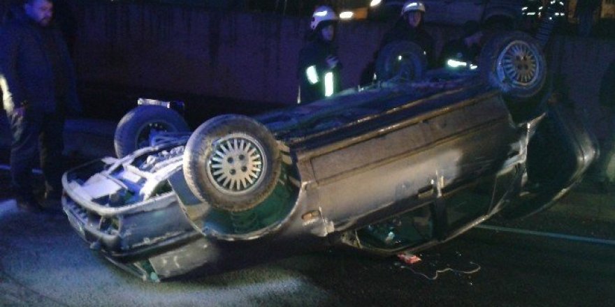 Takla atan araçtan sağ çıktılar