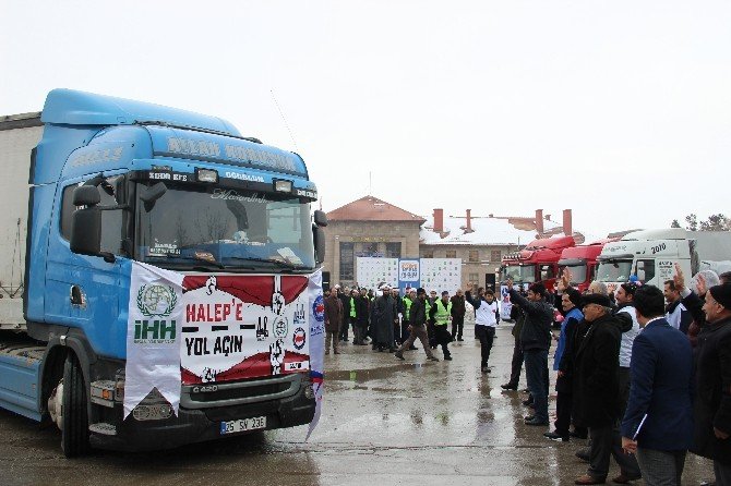 Erzurum’dan Halep’e 16 TIR yardım gönderildi
