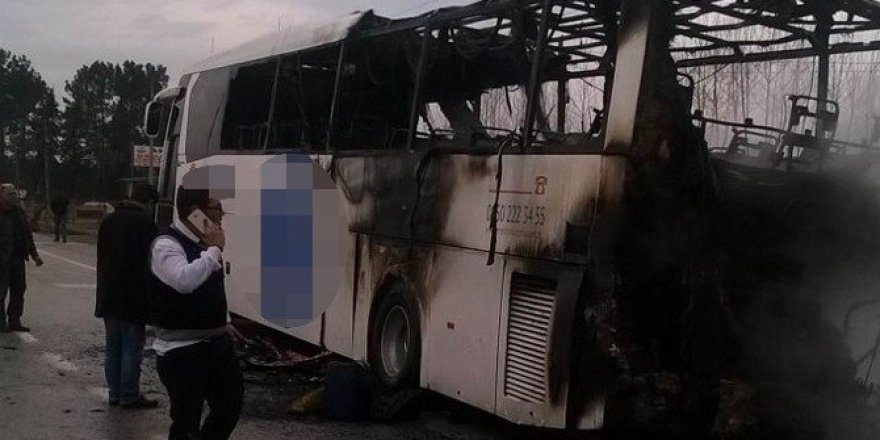 Samsun’da yolcu otobüsü alev alev yandı