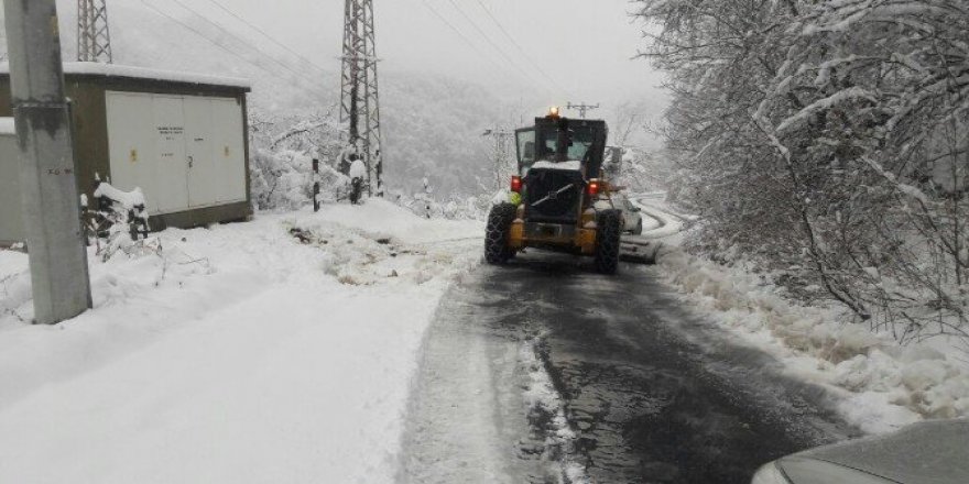 Yıkılan elektrik direği hem elektriksiz bıraktı hem köy yolunu kapadı