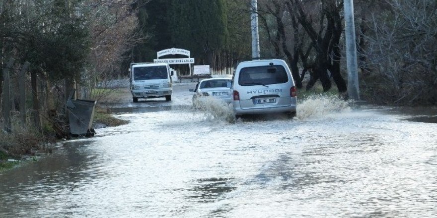 Burhaniye’de yağmurlar zeytine ilaç olurken, trafiği aksattı