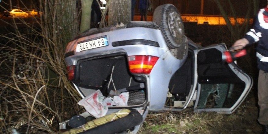 Akyazı’da otomobil şarampole uçtu: 1 yaralı