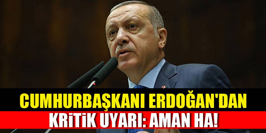 Cumhurbaşkanı Erdoğan'dan kritik uyarı: Aman ha!