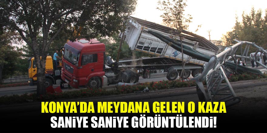 Damperi açık kamyon EDS direğine böyle çarptı
