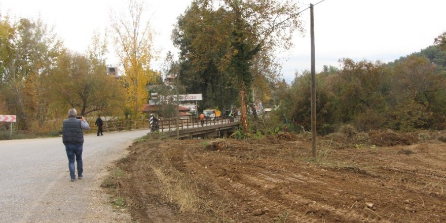 Naras Köprü girişinde bitkiler temizlendi