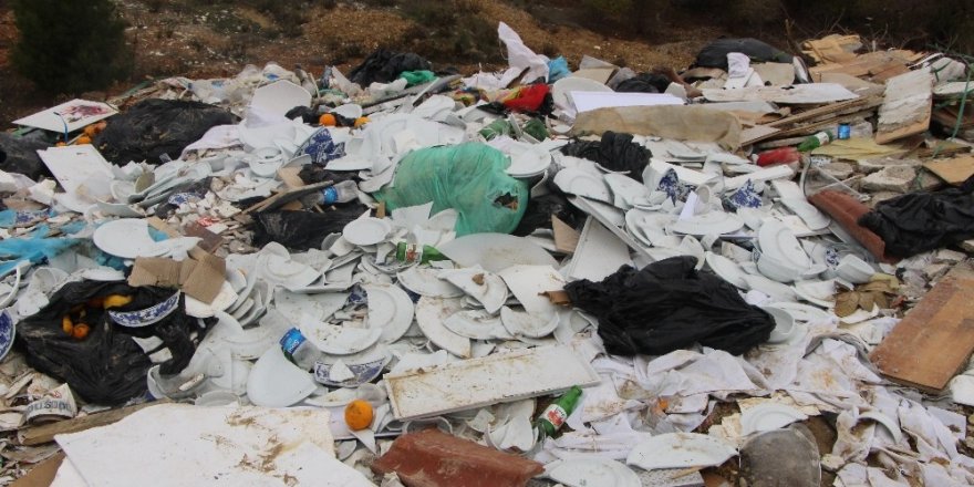 Ormanlık alana dökülen çöp ve molozun önüne geçilemiyor