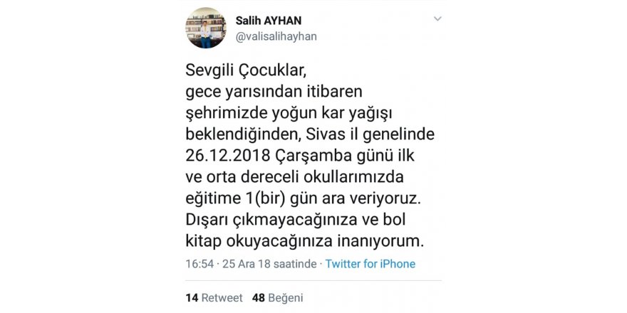 Sivas’ta kar uyarısı okulları tatil ettirdi