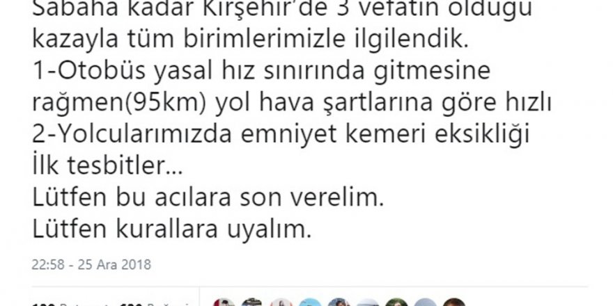 Bakan Soylu’dan Kırşehir’deki otobüs kazasına ilişkin açıklama