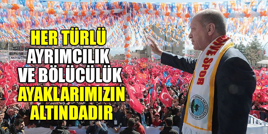 Cumhurbaşkanı Erdoğan: Her türlü ayrımcılık ve bölücülük ayaklarımızın altındadır