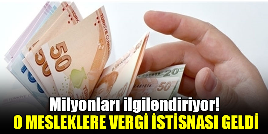 Milyonları ilgilendiriyor! O mesleklere vergi istisnası geldi
