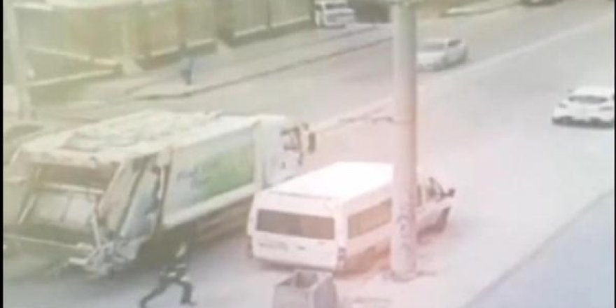 Temizlik görevlisinin ölümden döndüğü kaza kamerada