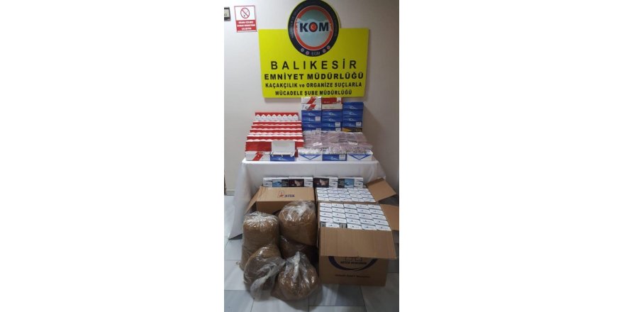 Balıkesir polisi 147 kilo tütün ve çok sayıda makoron yakaladı