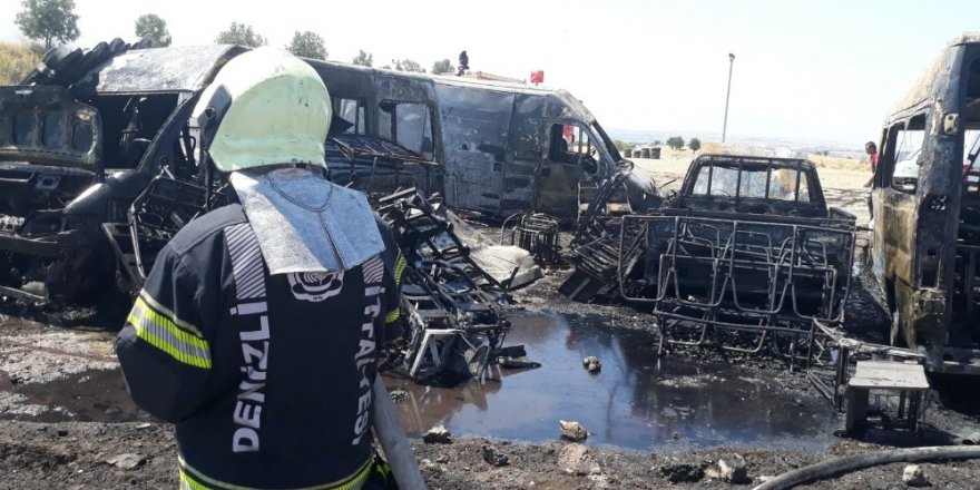 Anız yangını yediemin deposuna sıçradı, hurda araçlar yandı