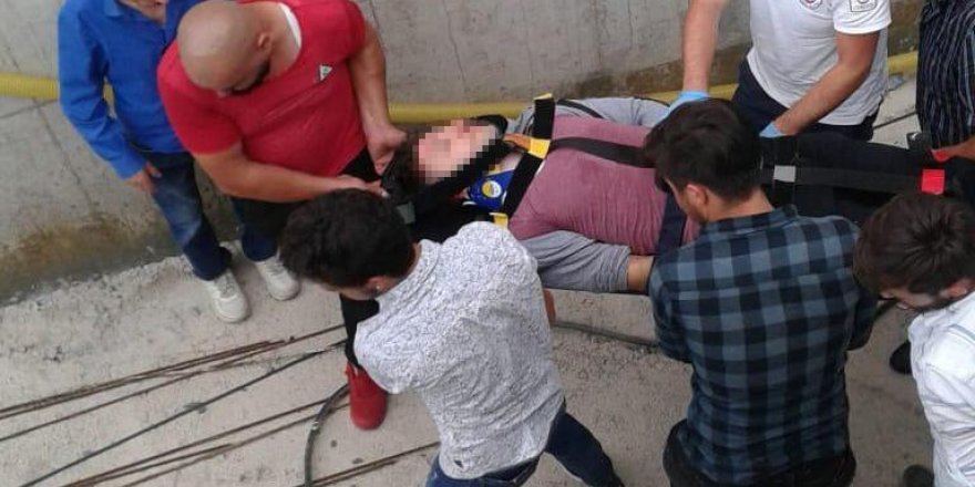 İnşaatın kapalı otoparkına düşen genç ağır yaralandı