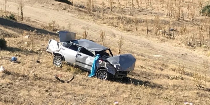 Levhaya çarpan otomobil metrelerce takla atarak şarampole yuvarlandı