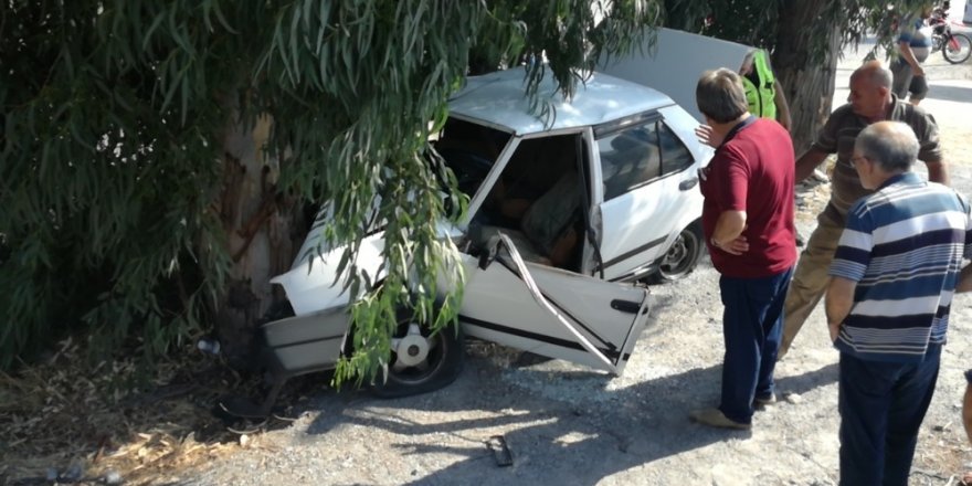 Söke’de ağaca çarpan otomobilin sürücüsü ağır yaralandı
