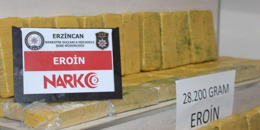 Erzincan’da 28 kilo 200 gram eroin maddesi ele geçirildi