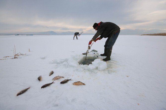 Konya'da “eskimo” usulü balık avı