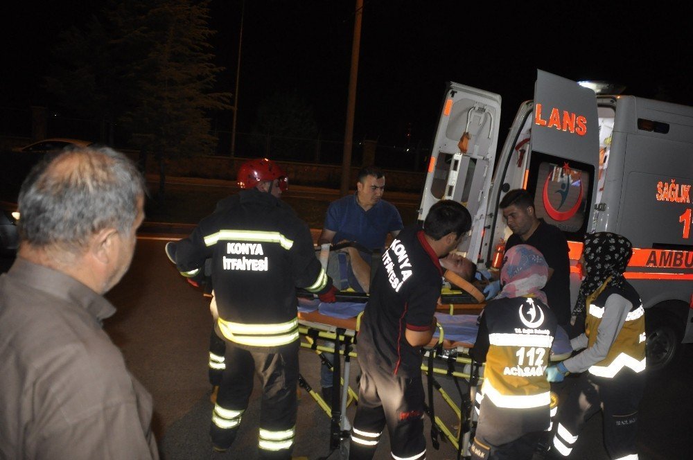 Konya'da takla atan otomobilin sürücüsü ağır yaralandı