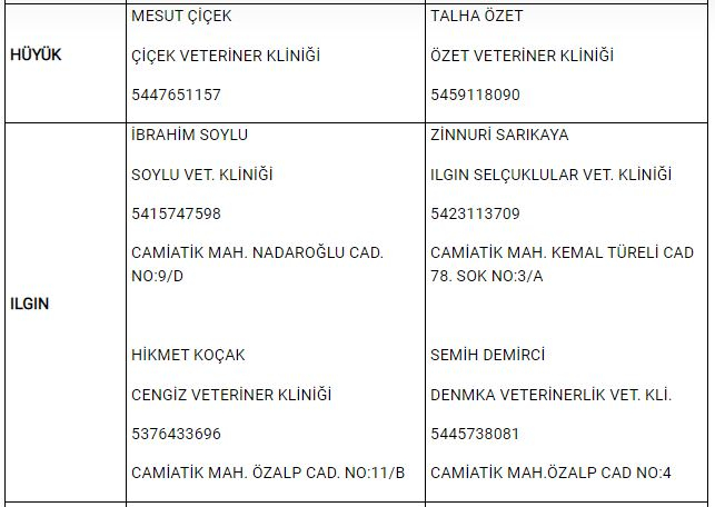 Konya'da yasak boyunca görevli nöbetçi veteriner klinikleri 11