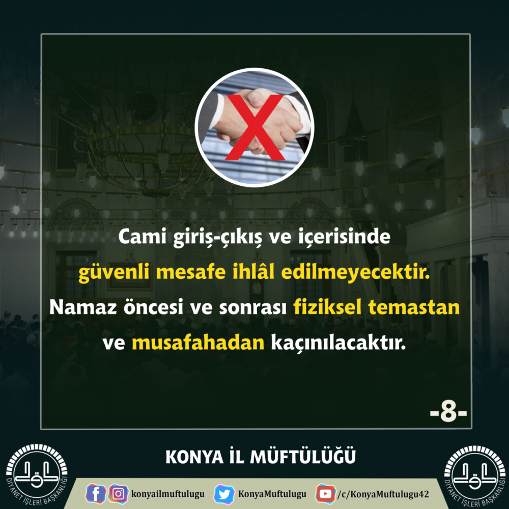 Konya'da camilerde alınan koronavirüs tedbirleri 10