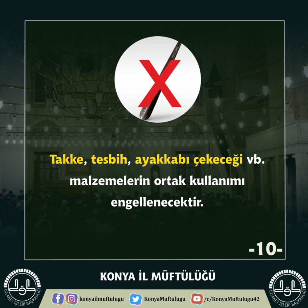 Konya'da camilerde alınan koronavirüs tedbirleri 12