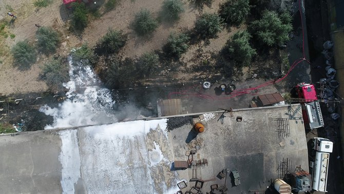 Konya'da, geri dönüşüm deposu ve palet atölyesinde yangın 33