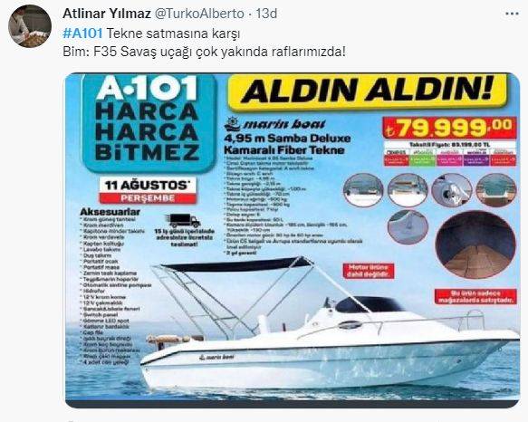 A101'in tekne satışı sosyal medyada dalga konusu oldu 10