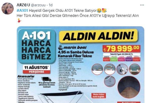 A101'in tekne satışı sosyal medyada dalga konusu oldu 12