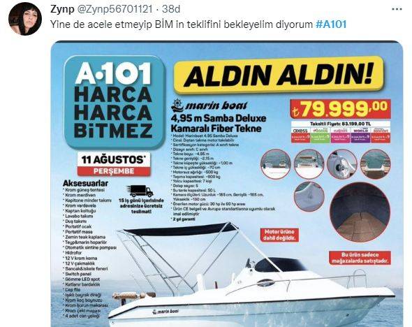 A101'in tekne satışı sosyal medyada dalga konusu oldu 6