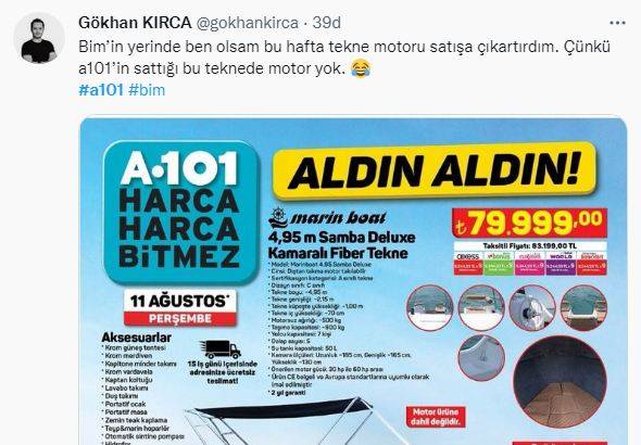 A101'in tekne satışı sosyal medyada dalga konusu oldu 8
