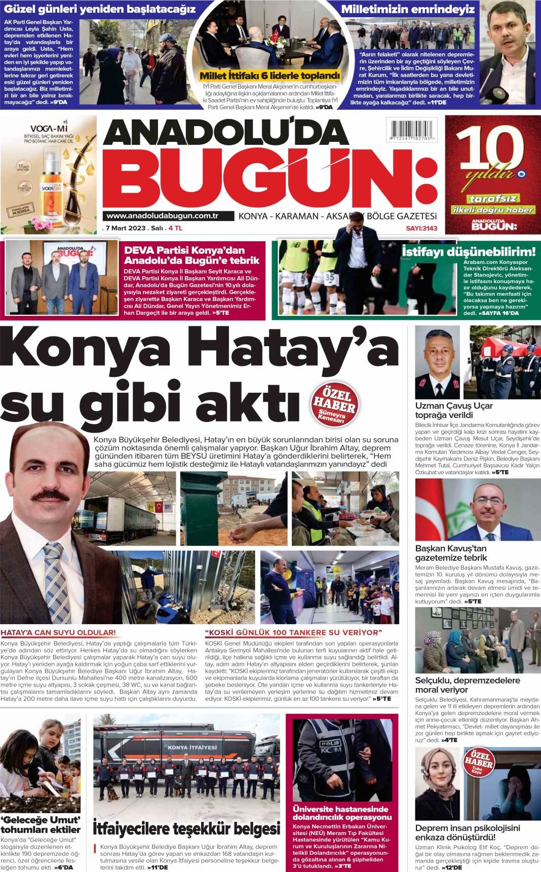 Konya gazeteleri 7 Mart'ta ne yazdı 11
