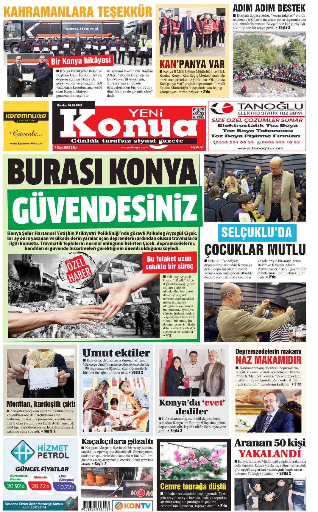 Konya gazeteleri 7 Mart'ta ne yazdı 3