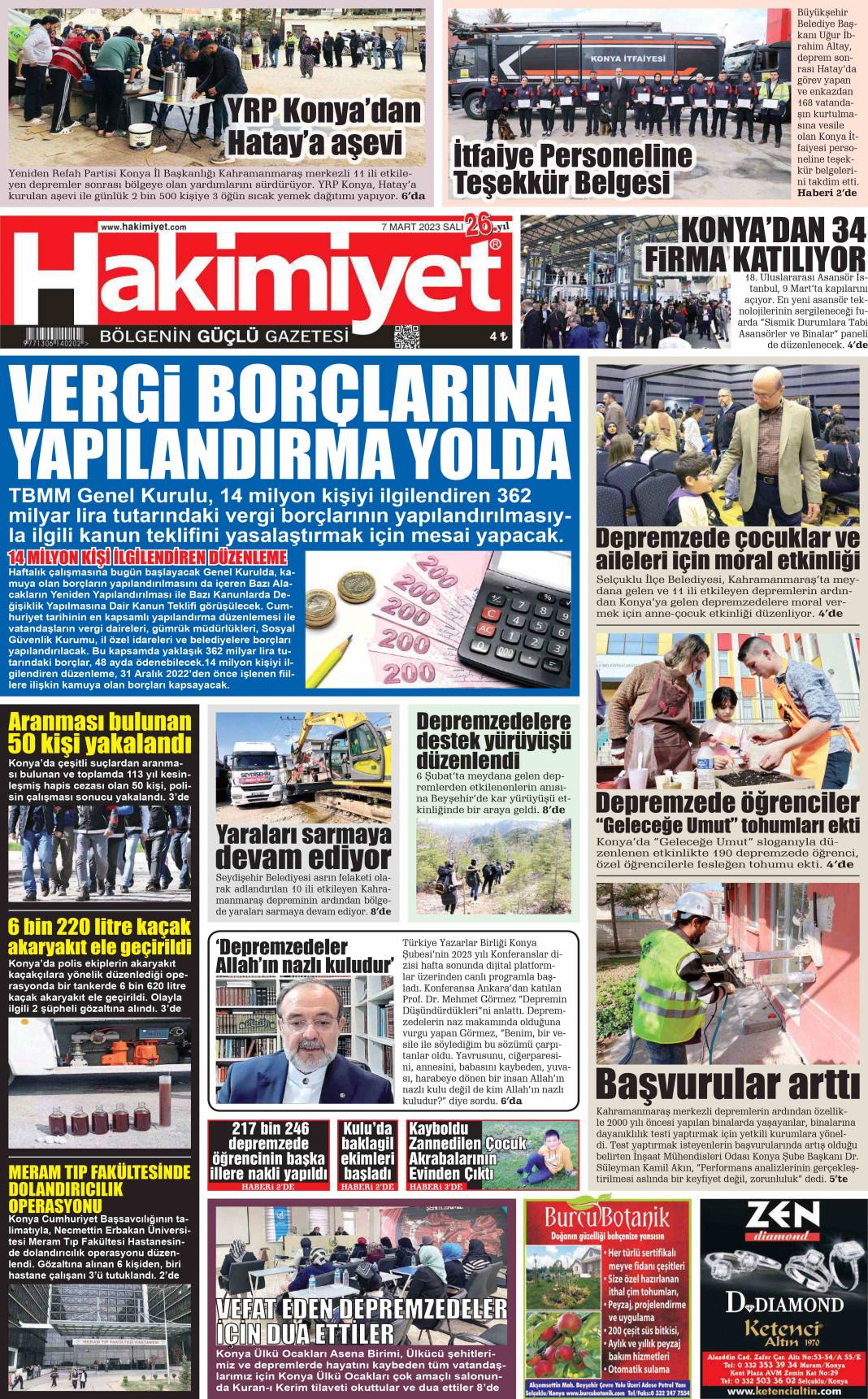 Konya gazeteleri 7 Mart'ta ne yazdı 9