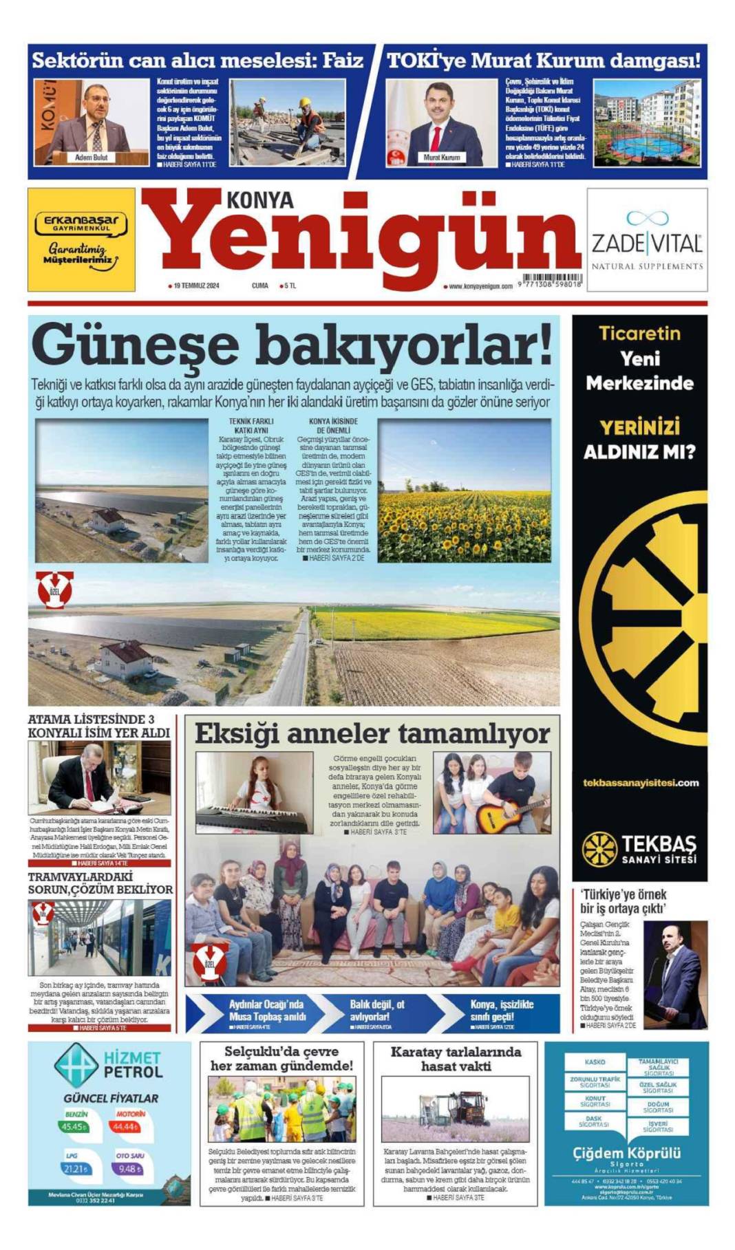 Konya'da günün gazete manşetleri (19 Temmuz 2024) 11